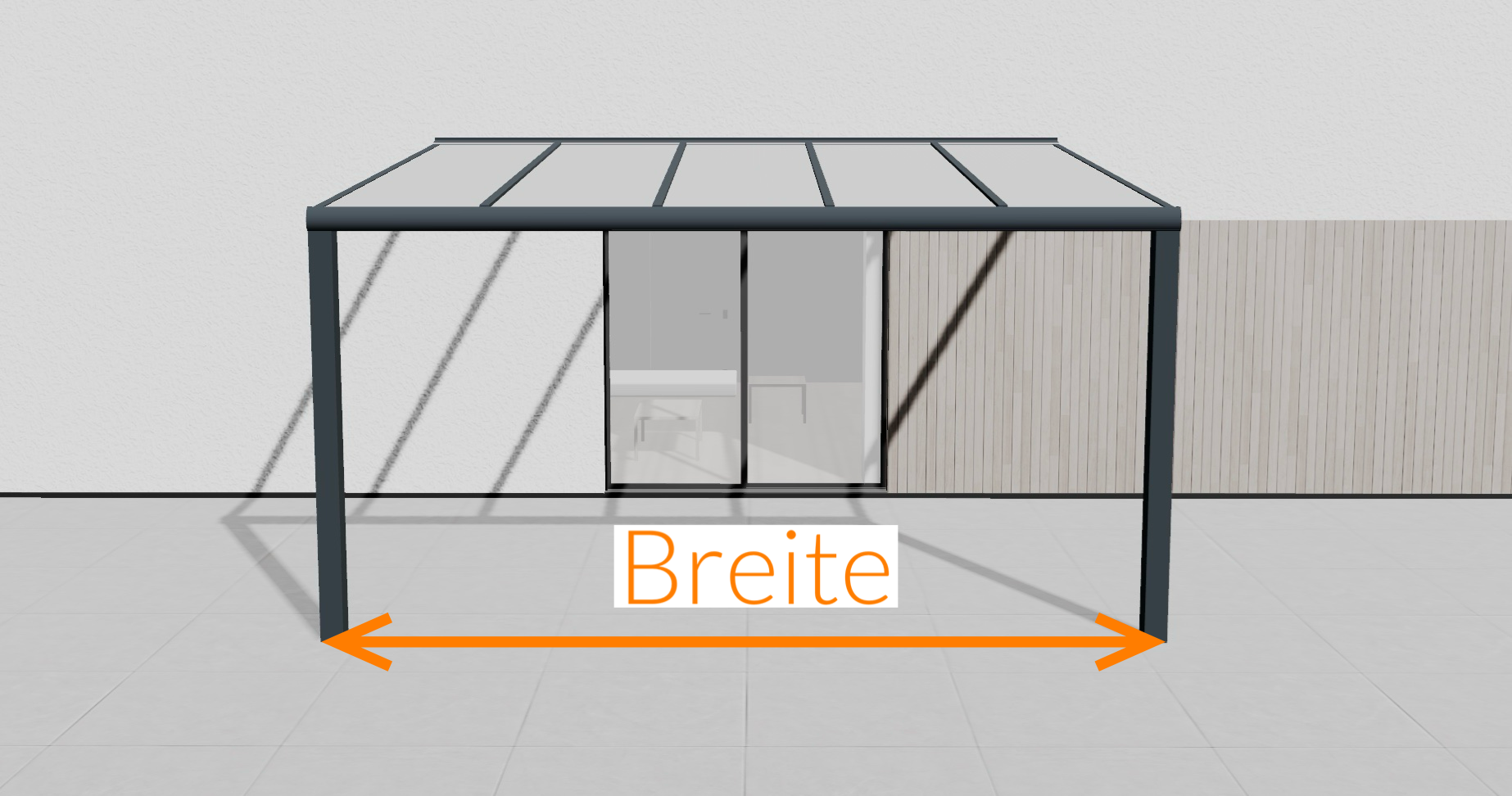 Terrassendach Messen breite